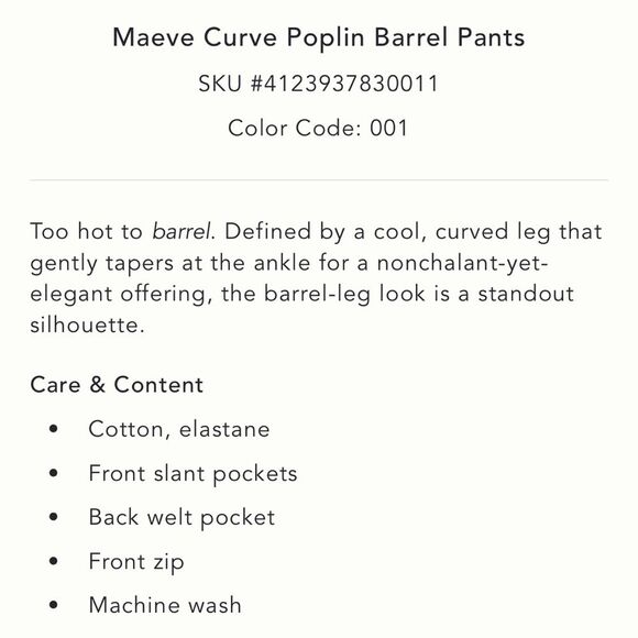 Anthropologie Maeve Curve Poplin Barrel Pants - Picture 5 of 5